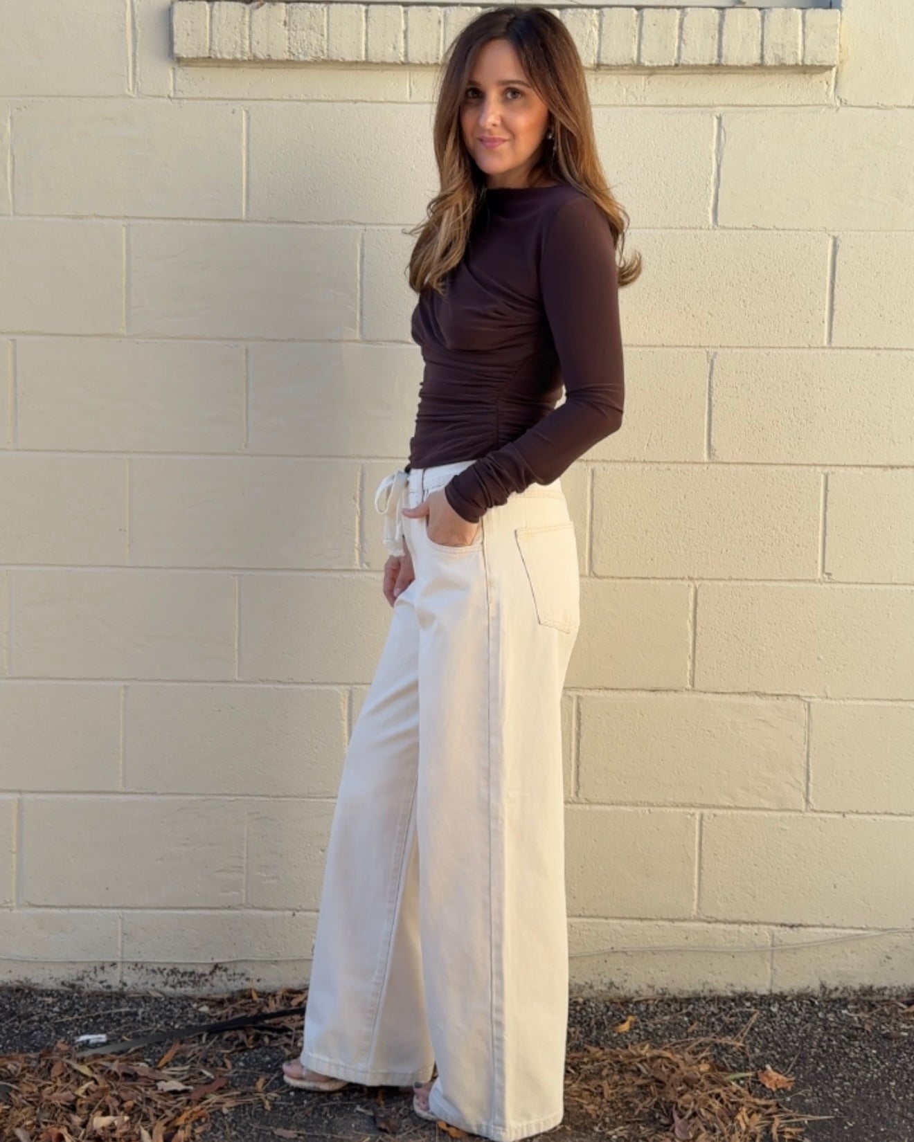 Aaron & Amber | Chana Wide Leg Jeans - Cream | Sweetest Stitch