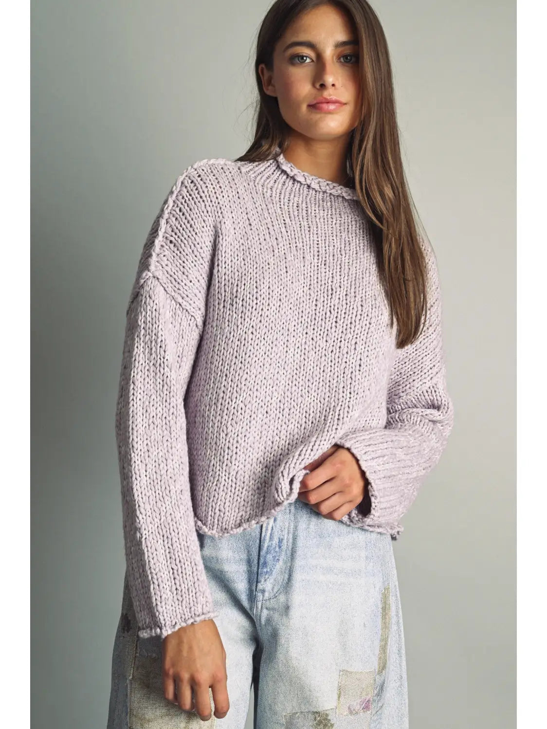 Miou Muse | Mandy Mock Neck Sweater - Lavender | Sweetest Stitch