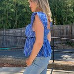 By Together | Cobalt Blue V-Neck Eyelet Top | Sweetest Stitch Boutique 