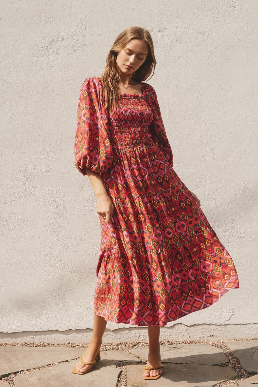 Dress Forum | Print Open Back Midi Dress | Sweetest Stitch Boutique
