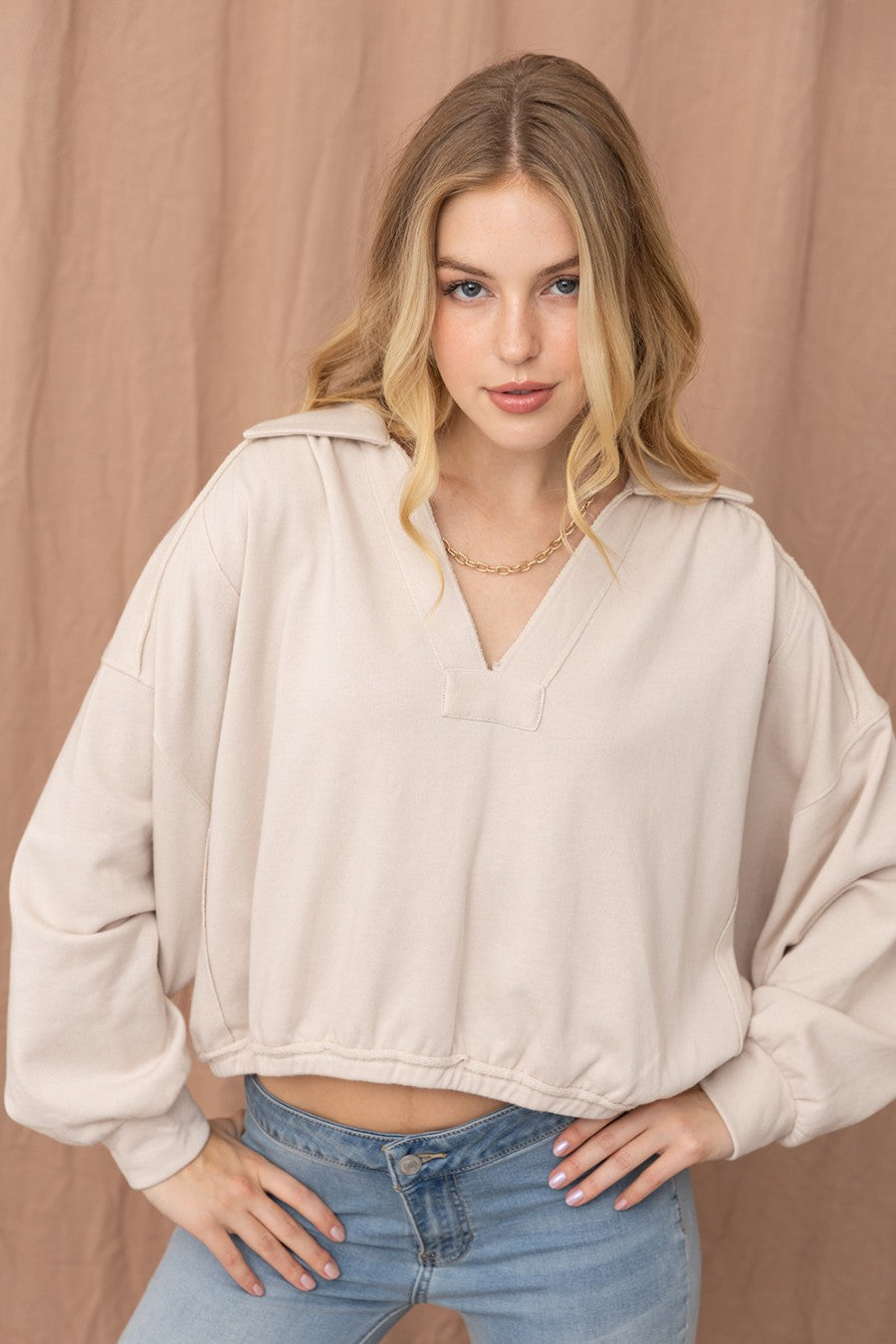 Illa Illa | Collared V-Neck Sweatshirt | Sweetest Stitch Boutique