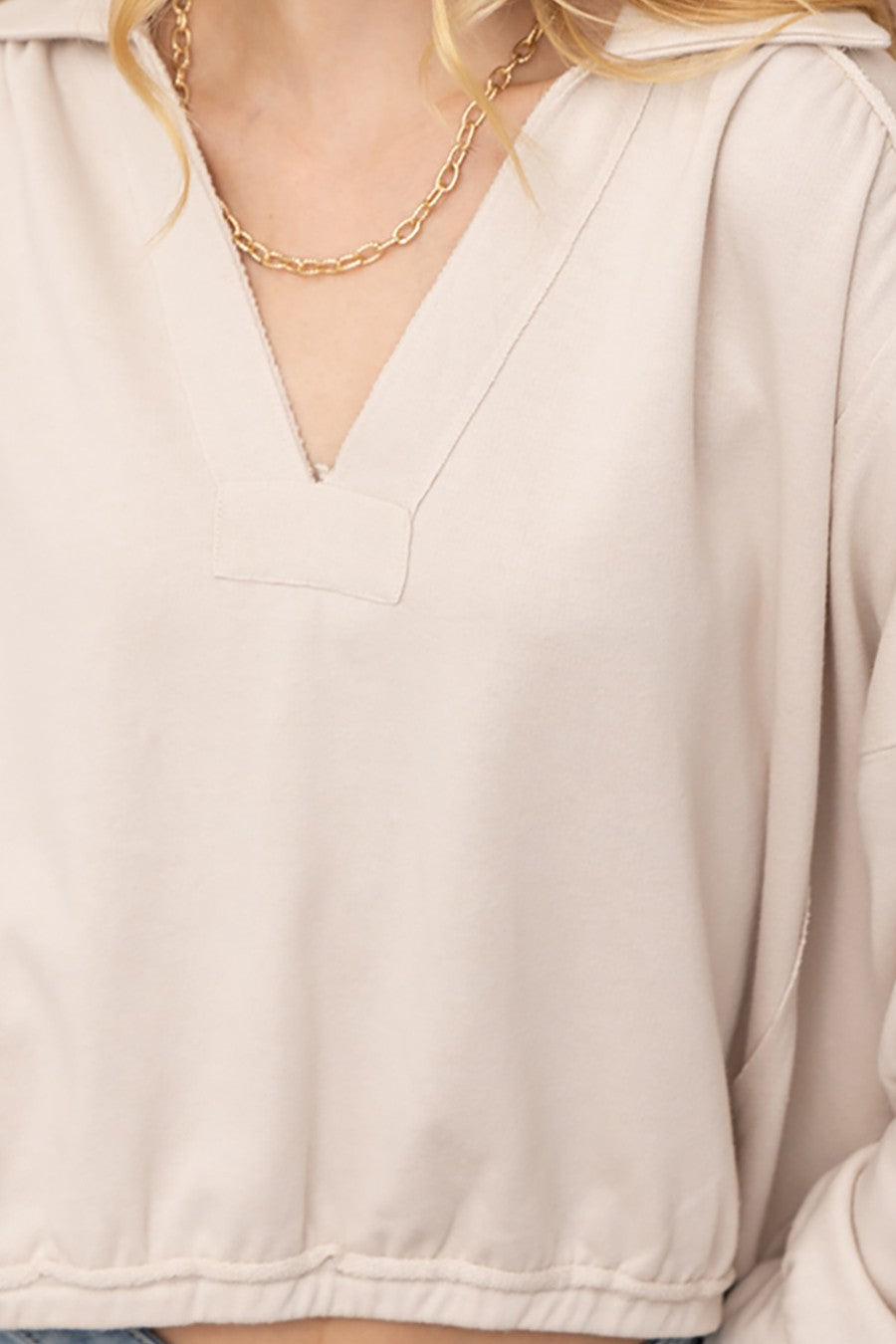 Illa Illa | Collared V-Neck Sweatshirt | Sweetest Stitch Boutique