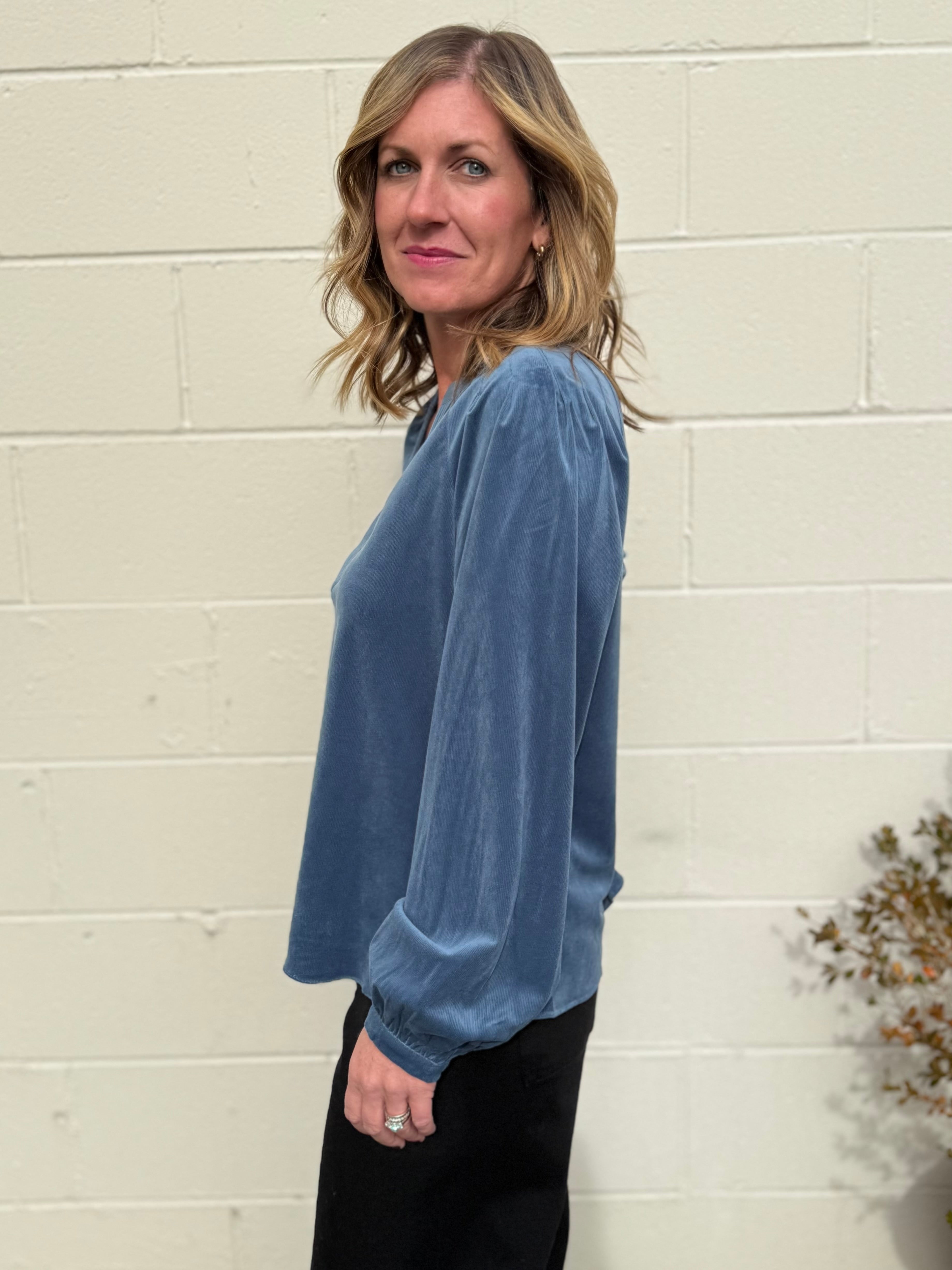 Current Air | Samantha V-Neck Corduroy Blouse | Sweetest Stitch