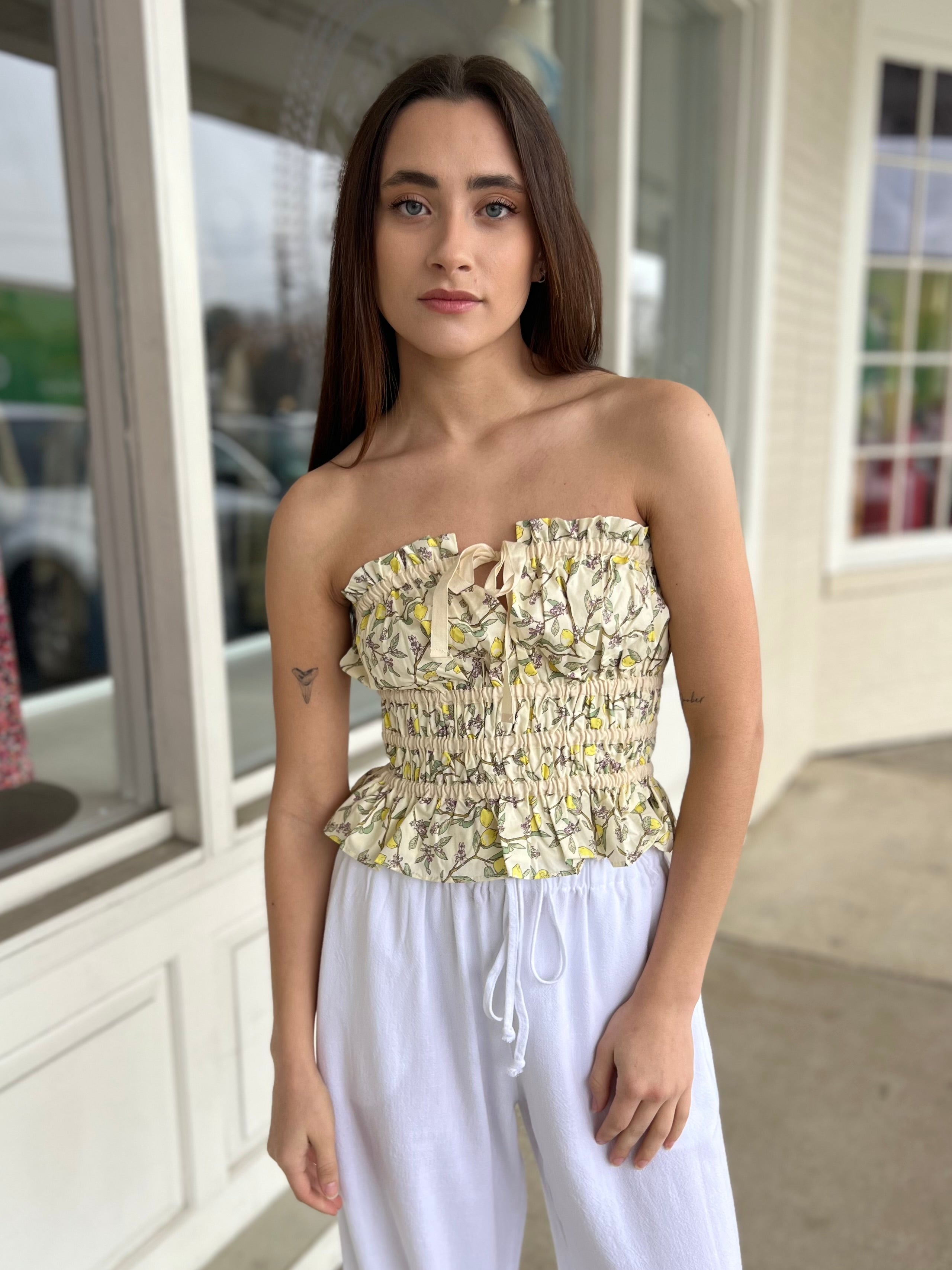 By Together | Everland Lemon Floral Tube Top | Sweetest Stitch