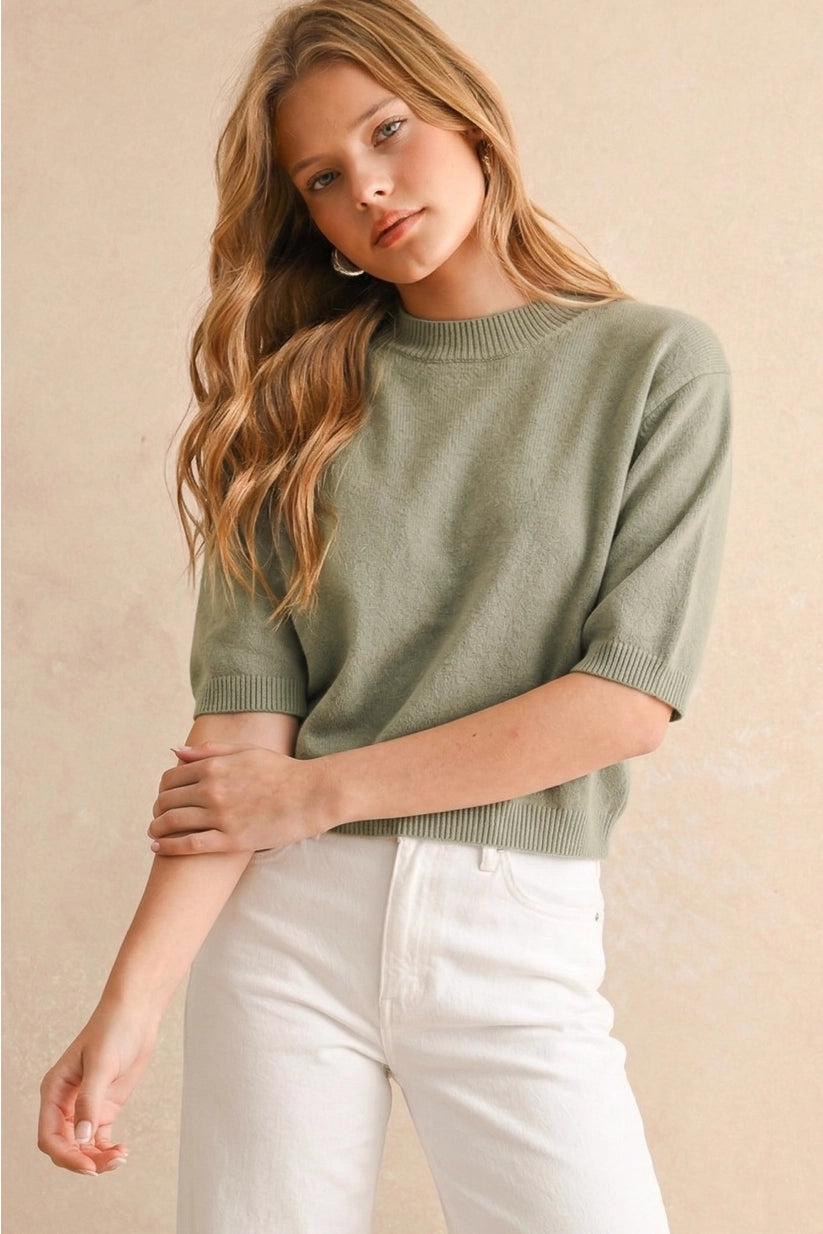 Miou Muse | Monica Short Sleeve Sweater | Sweetest Stitch Boutique
