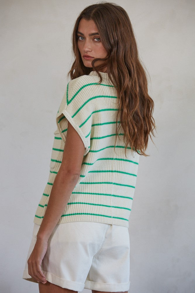 Shop By Together Clothing | Green Stripe Knit Top | Sweetest Stitch