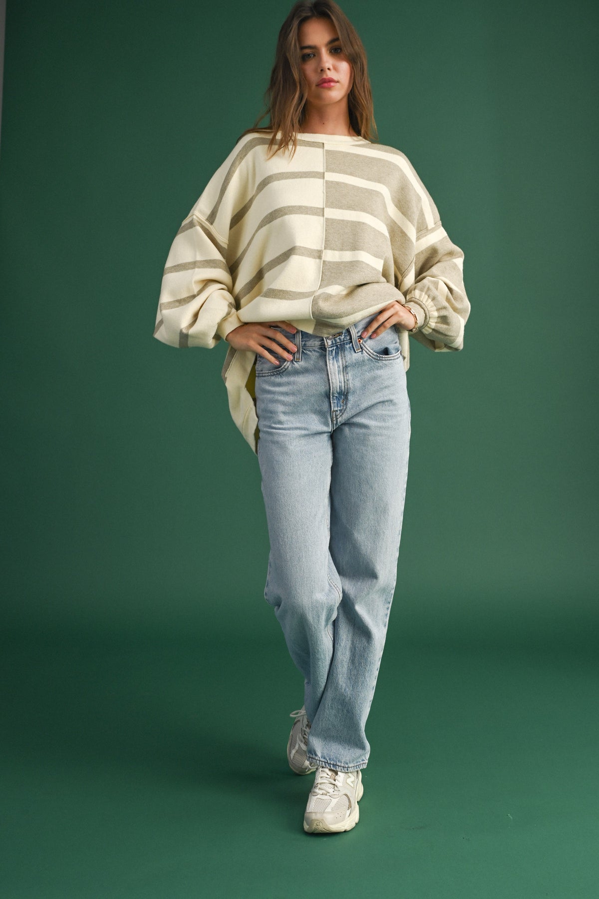 Miou Muse | Striped Oversize Sweater | Sweetest Stitch Online 
