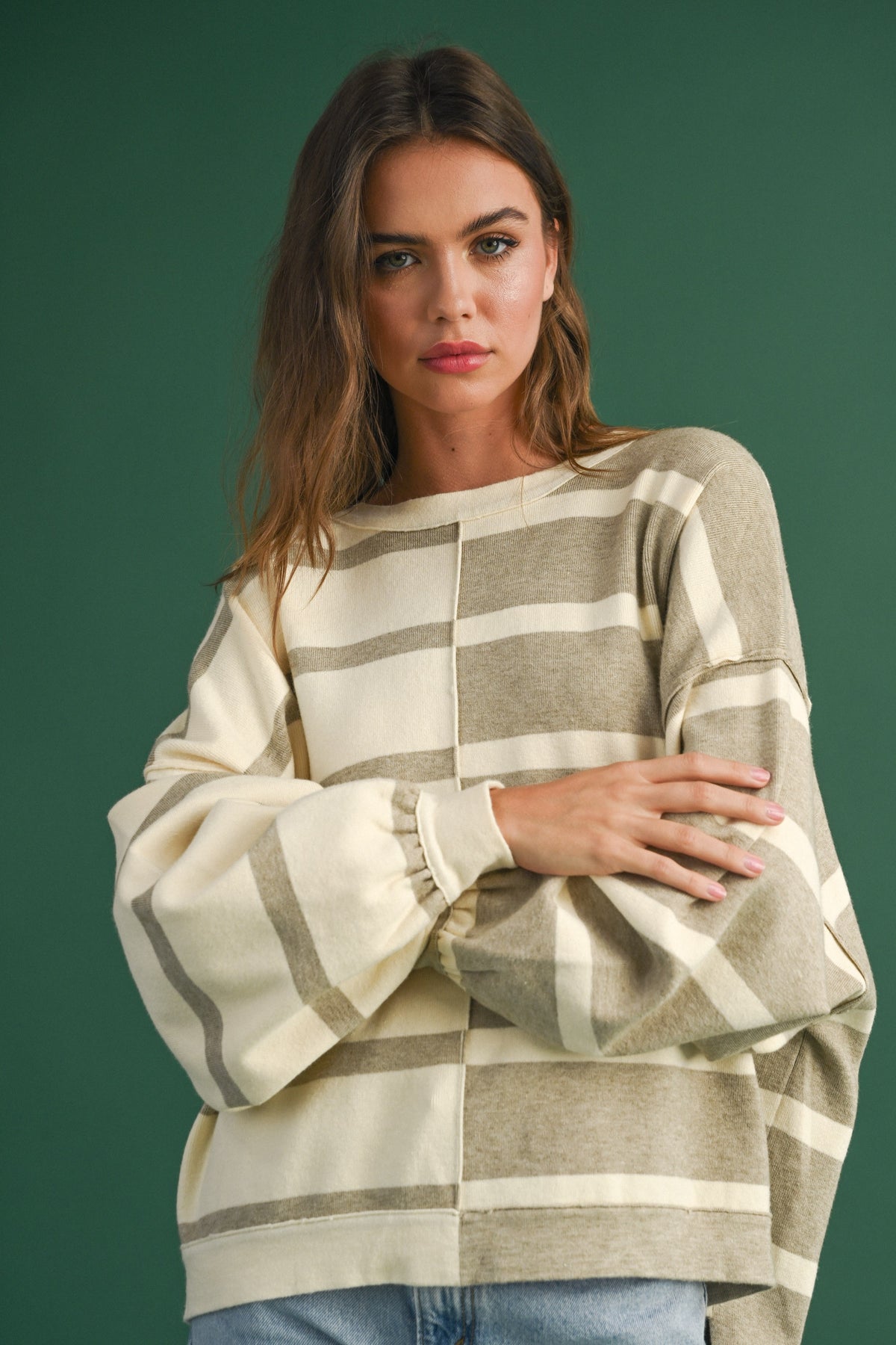 Miou Muse | Striped Oversize Sweater | Sweetest Stitch Online 