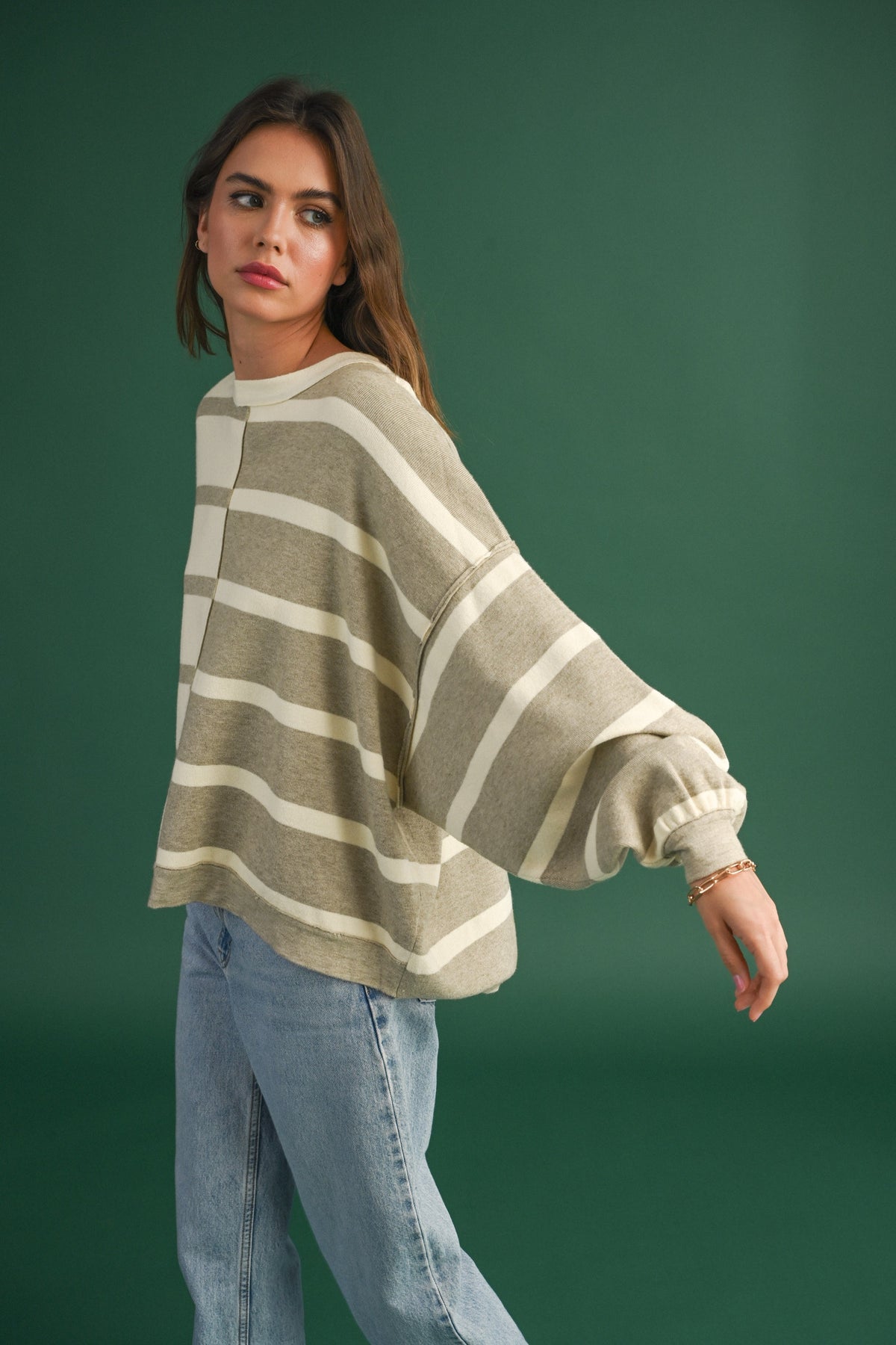 Miou Muse | Striped Oversize Sweater | Sweetest Stitch Online 