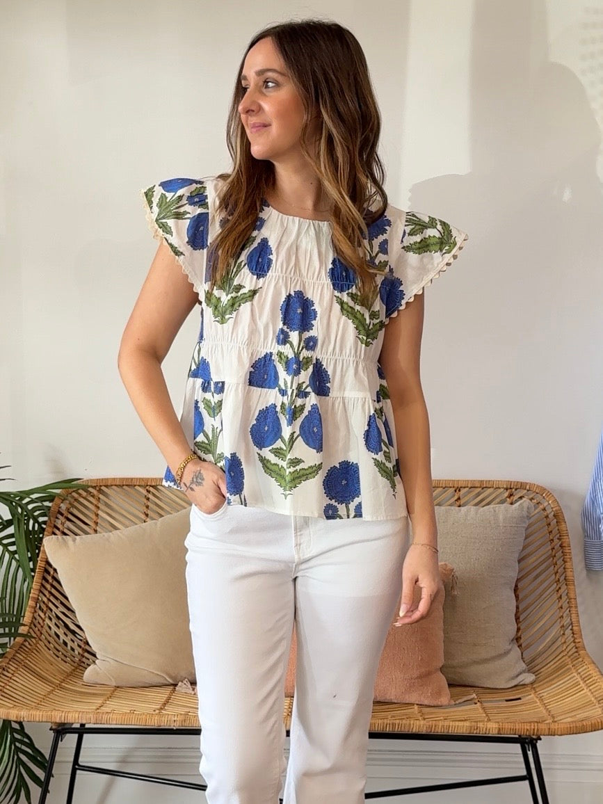 THML | Alma Floral Flutter Sleeve Top | Sweetest Stitch Boutique