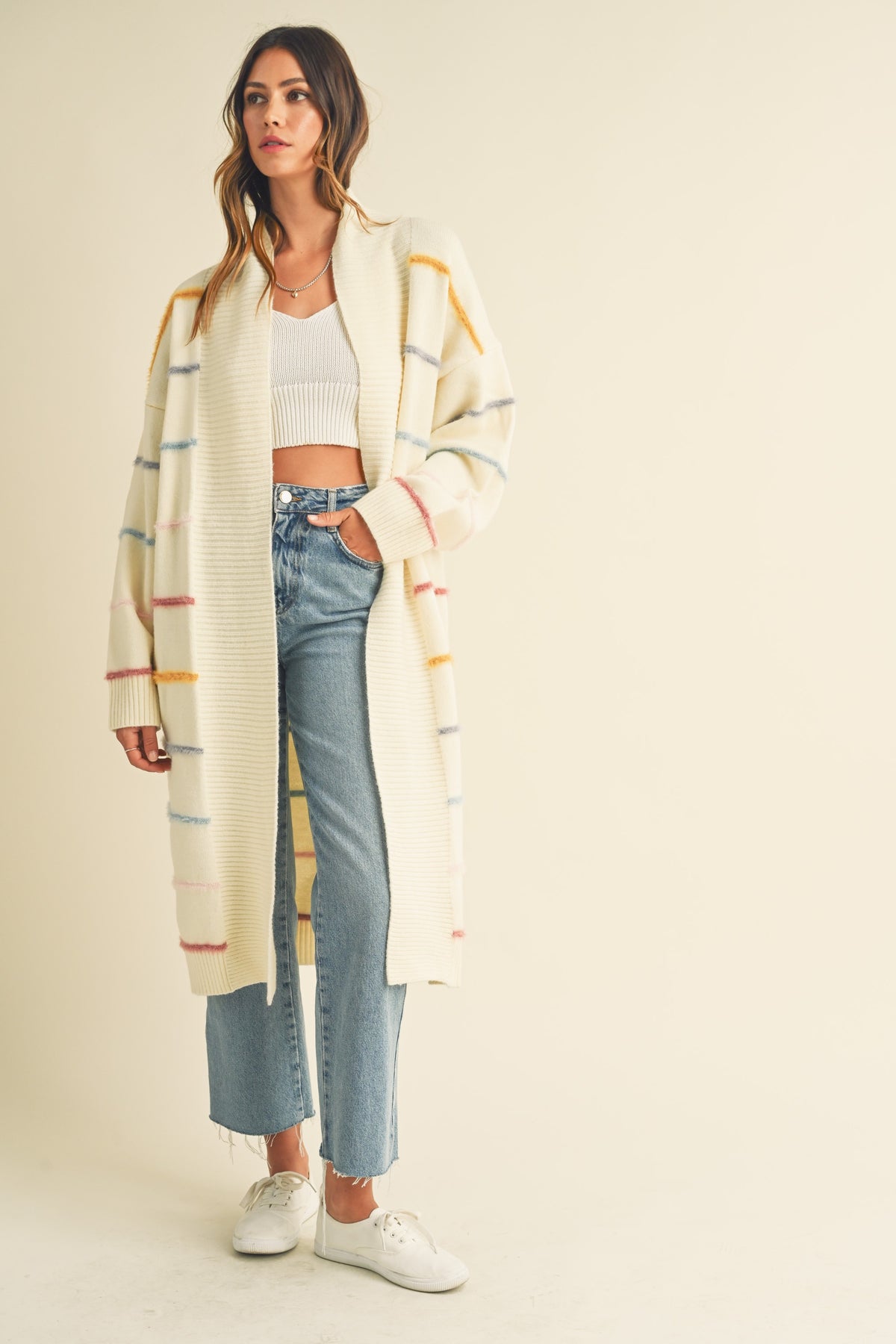 Mable | Long Striped Duster Cardigan | Sweetest Stitch Online 
