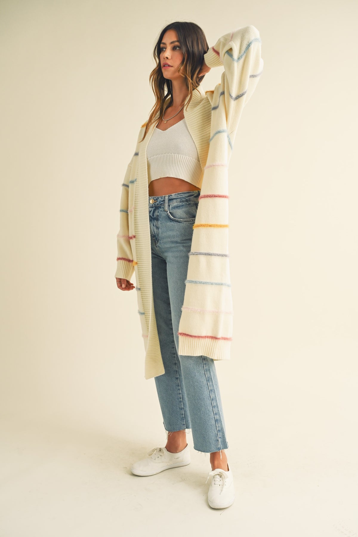 Mable | Long Striped Duster Cardigan | Sweetest Stitch Online 