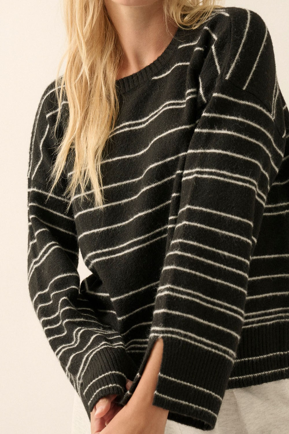Promesa | Black Striped Knit Top | Sweetest Stitch Online Boutique