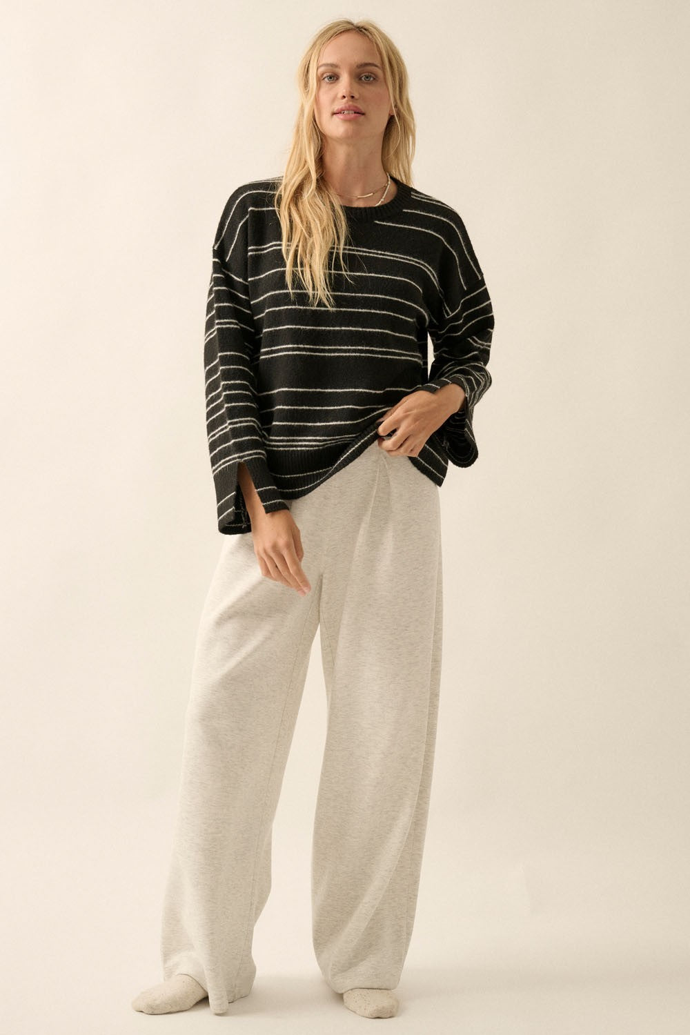 Promesa | Black Striped Knit Top | Sweetest Stitch Online Boutique