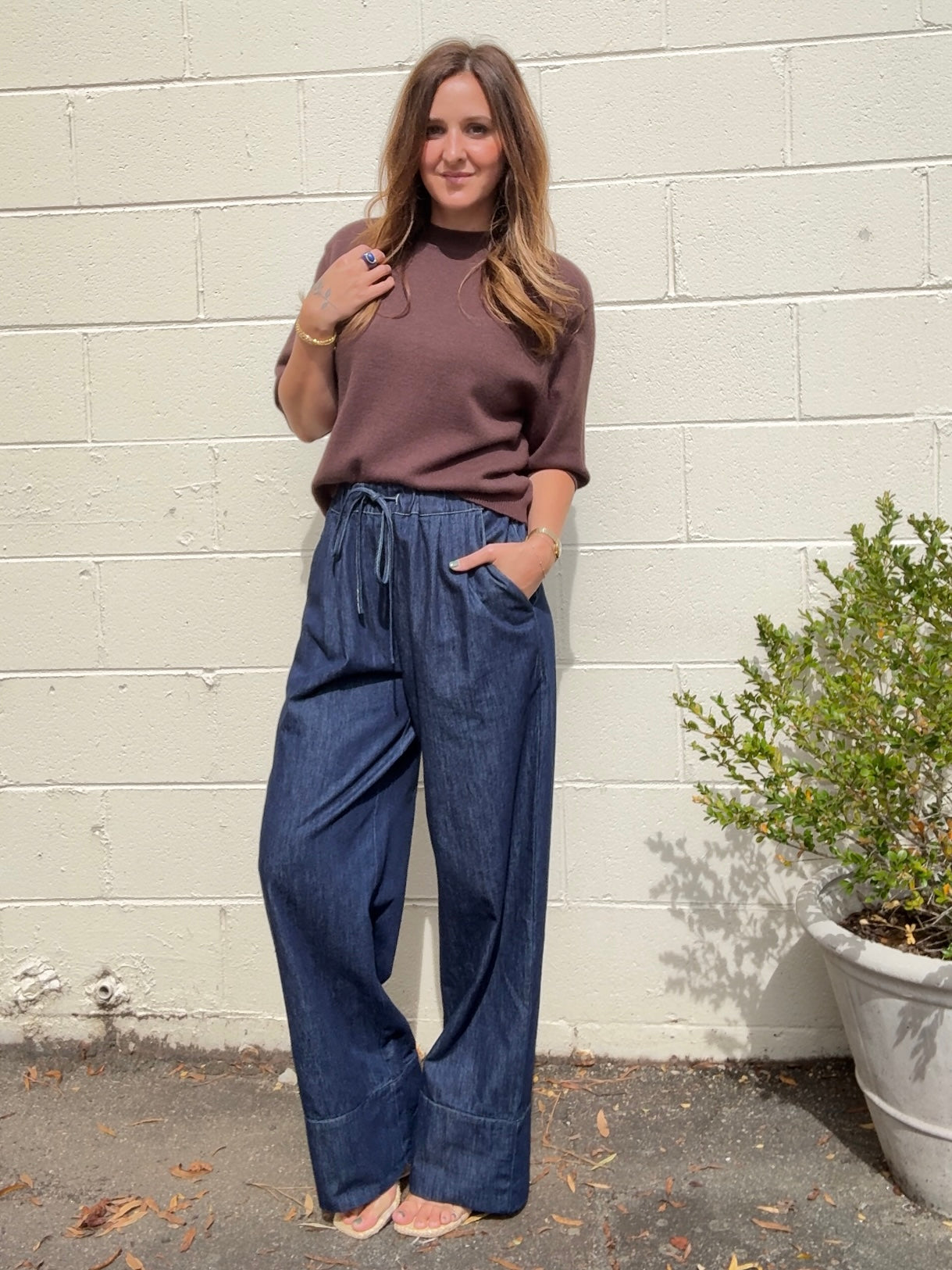 Crescent | Katie Wide Leg Denim Pants | Sweetest Stitch Boutique 