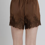 Aureum | Colette Satin Lace Shorts Brown | Sweetest Stitch Boutique