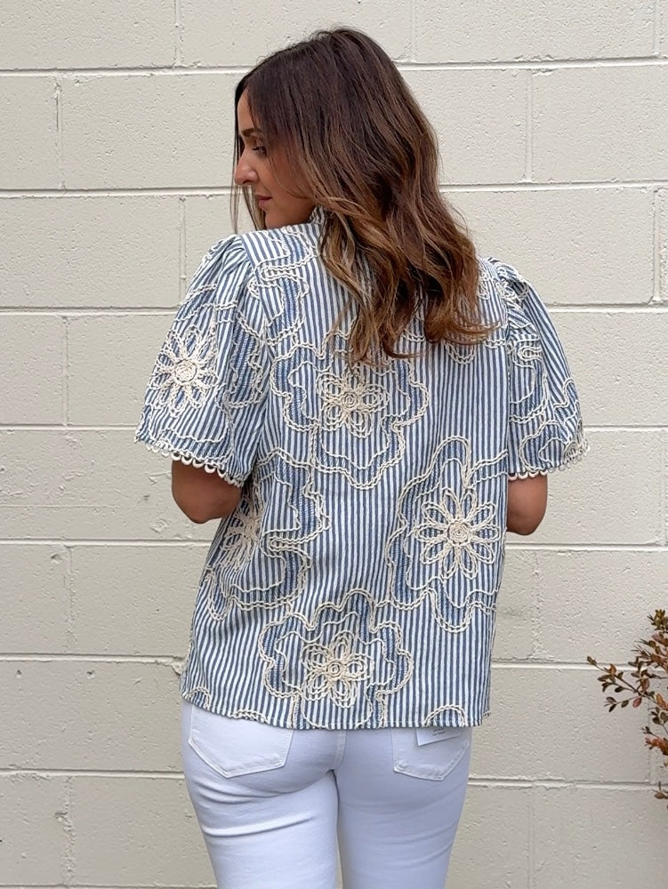 THML | Annalise Striped V-Neck Blouse | Sweetest Stitch Boutique