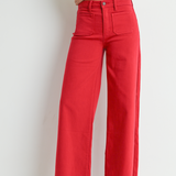 Just Black | Belle Patch Pocket Jeans - Dark Red | Sweetest Stitch 