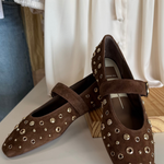 Dolce Vita | Mella Stud Flats - Cocoa Suede | Sweetest Stitch Boutique
