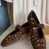Dolce Vita | Mella Stud Flats - Cocoa Suede | Sweetest Stitch Boutique