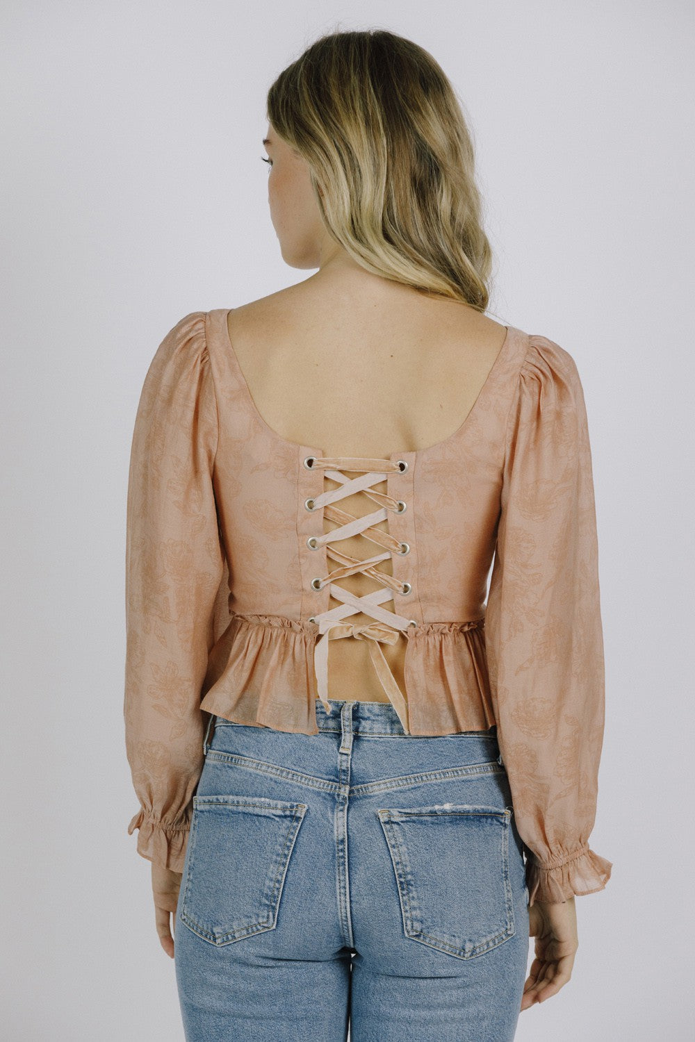 Storia | Rose Pink Long Sleeve Tied Back Top | Sweetest Stitch RVA