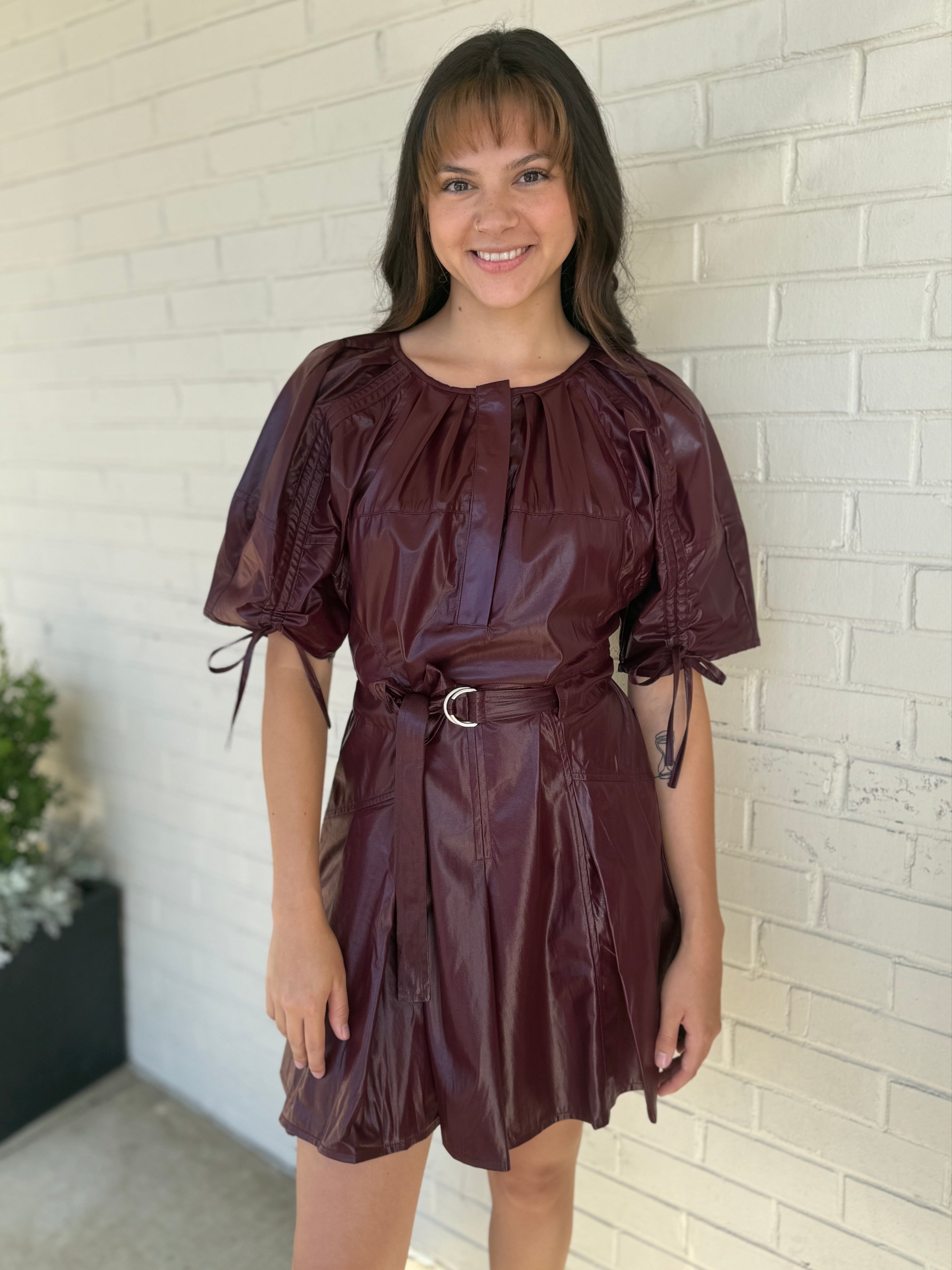 Strut & Bolt | Courtney Faux Leather Dress Burgundy | Sweetest Stitch