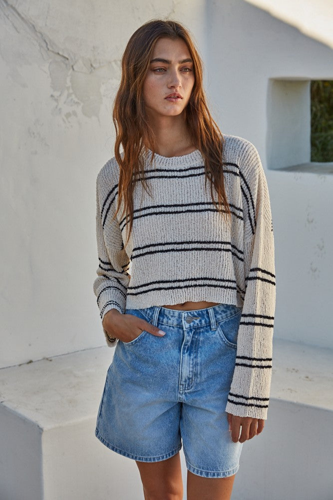 By Together | Striped Knit Crop Top | Sweetest Stitch for Women 