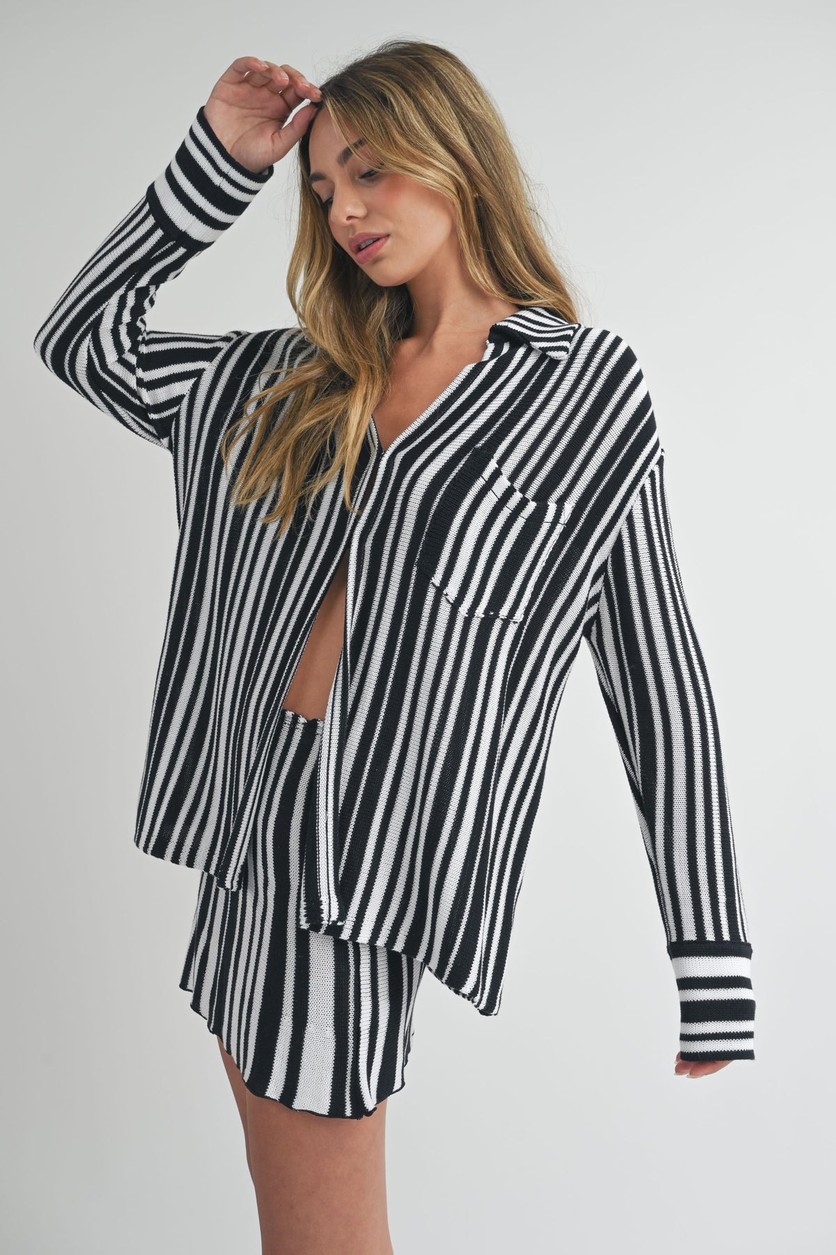 Miou Muse | Black White Striped Top | Sweetest Stitch Boutique