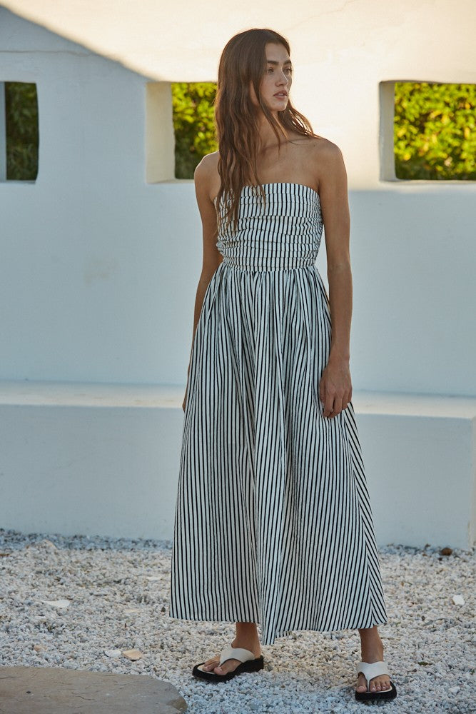 Strapless striped maxi dress Clearance