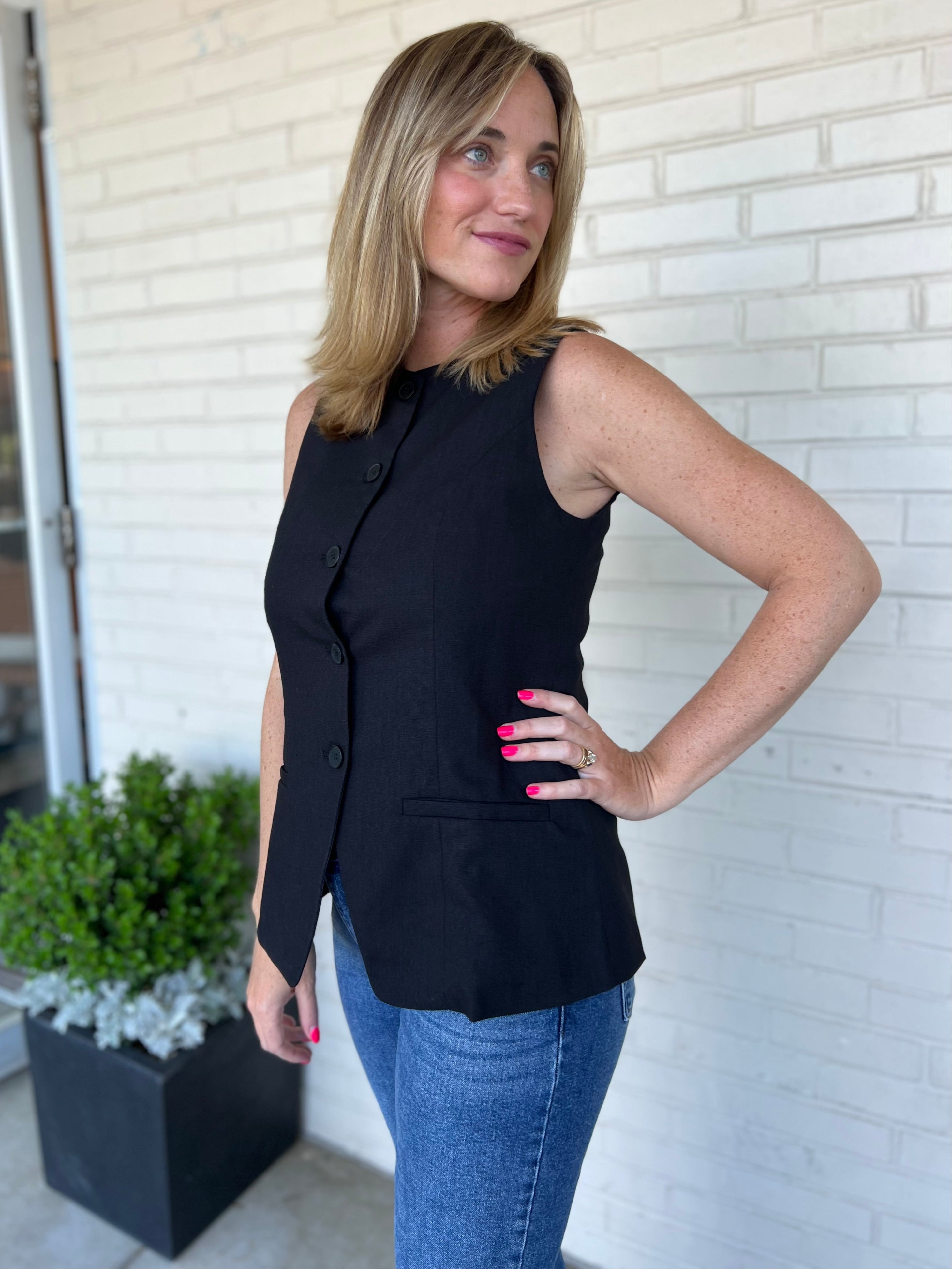Aureum | European Dream Black Button Vest | Sweetest Stitch