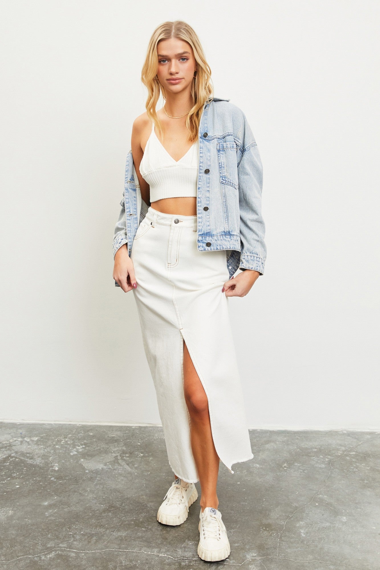 White denim skirt clearance seed