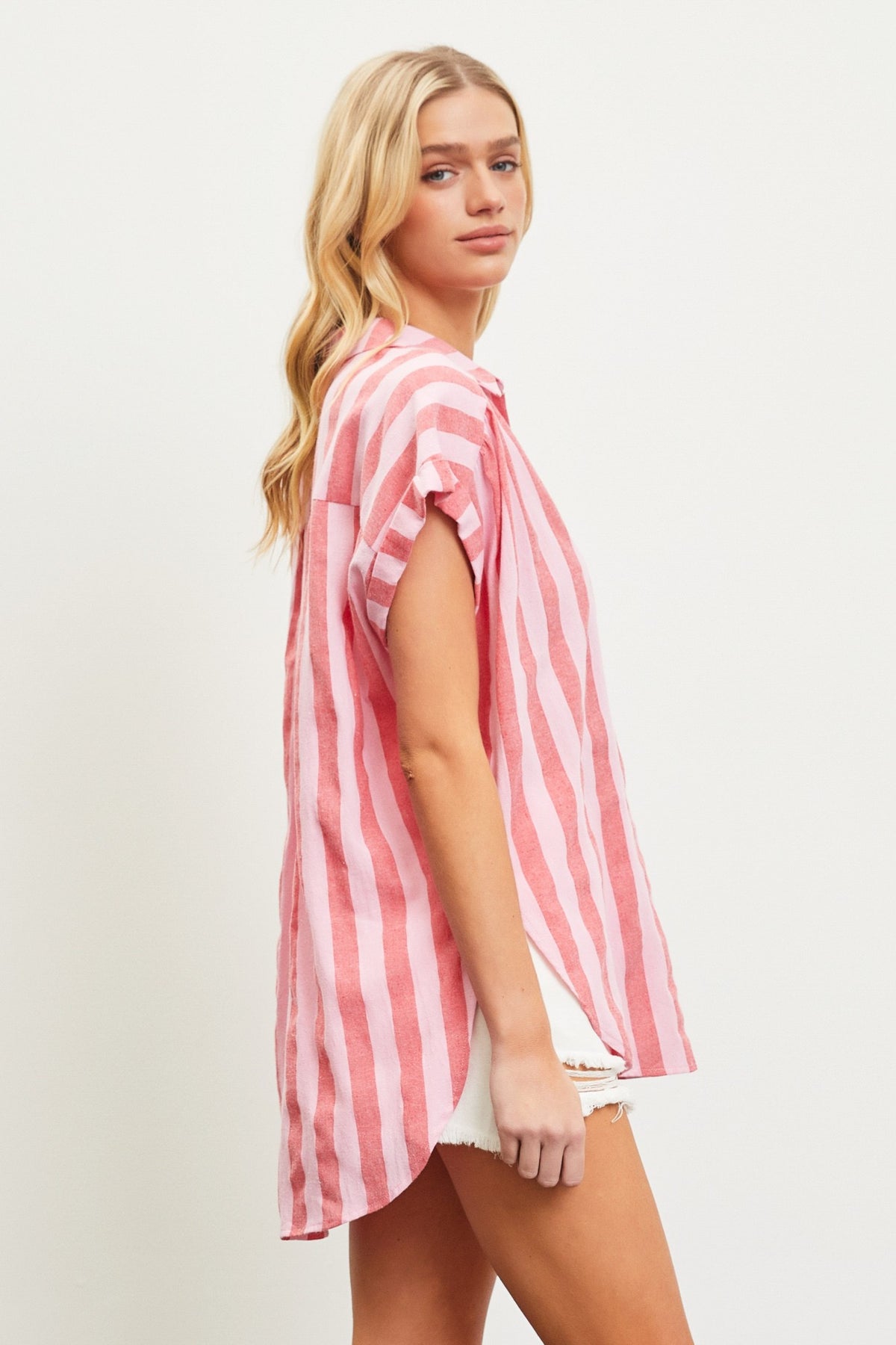 Mustard Seed | Pink Striped Button Down Top Most | Sweetest Stitch