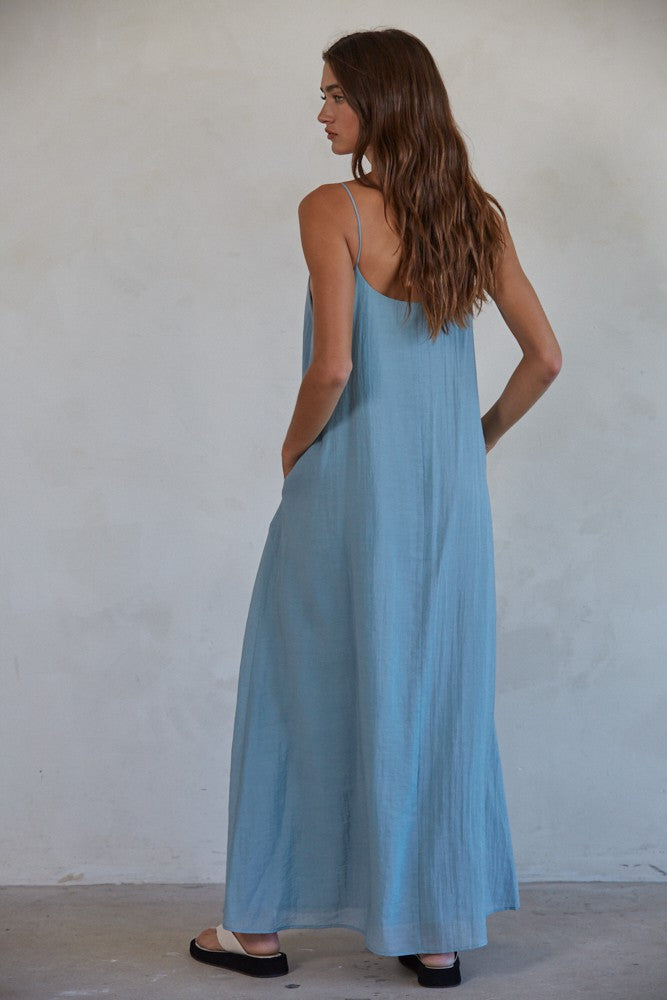 By Together | Blue Woven Relaxed Fit Maxi Dress | Sweetest Stitch 