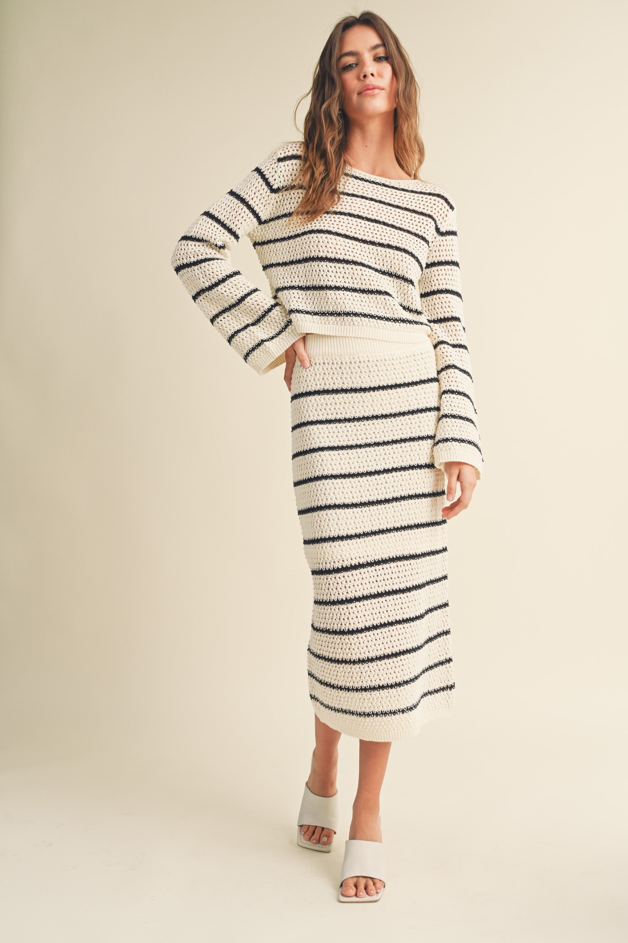 Miou Muse | Striped Knit Midi Skirt | Sweetest Stitch Online Boutique