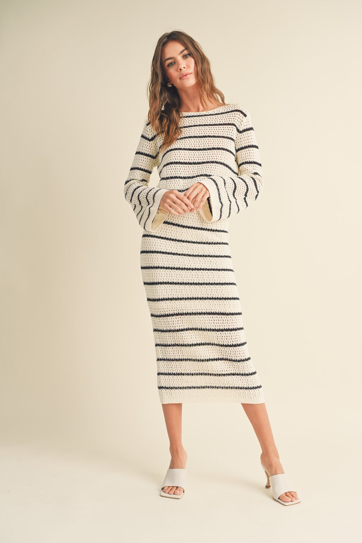 Miou Muse | Striped Bell Sleeve Knit Top | Sweetest Stitch Boutique