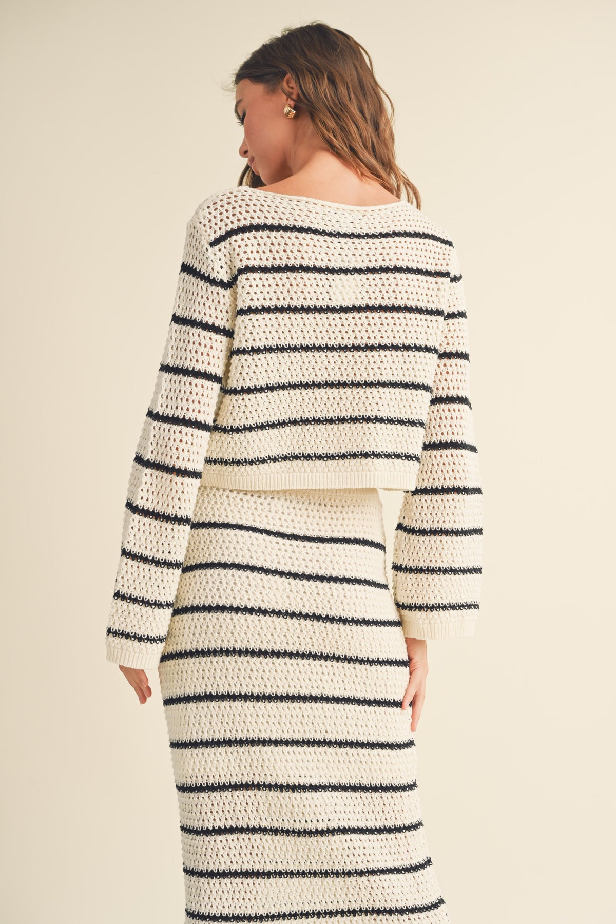 Miou Muse | Striped Bell Sleeve Knit Top | Sweetest Stitch Boutique