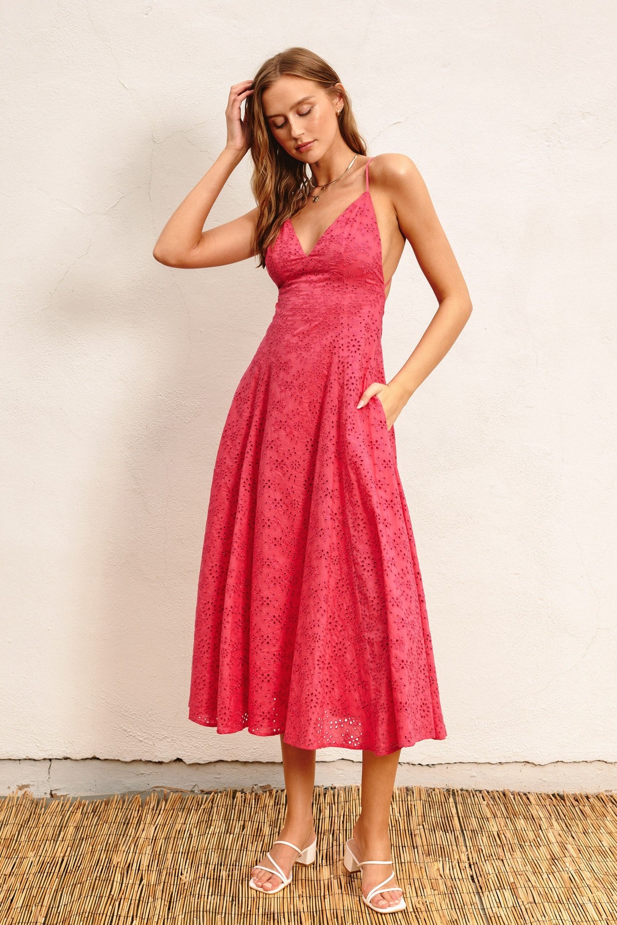 Dress Forum | Pink Eyelet Midi  Dress | Sweetest Stitch Shop Dresses