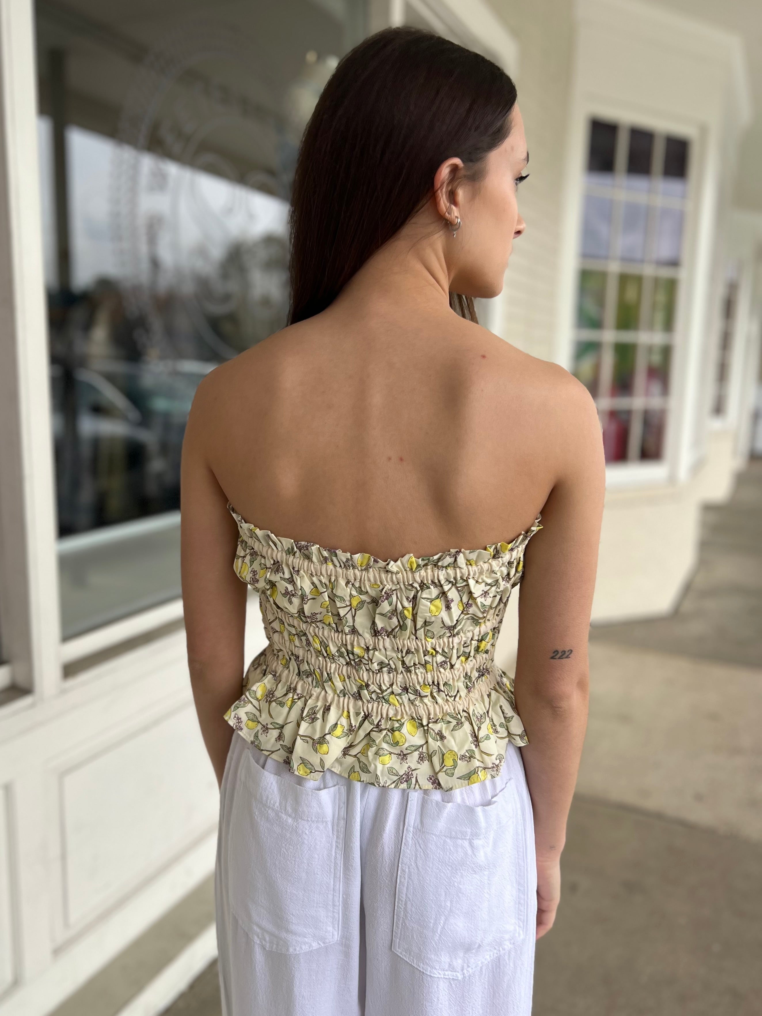 By Together | Everland Lemon Floral Tube Top | Sweetest Stitch