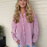 Olivaceous | Demi Striped Button Down Top | Sweetest Stitch
