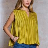 Current Air | Sammy Pleated Sleeveless Top | Sweetest Stitch Boutique
