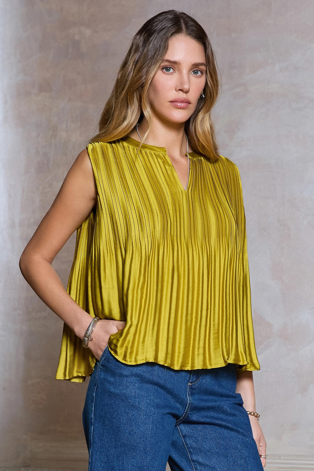 Current Air | Sammy Pleated Sleeveless Top | Sweetest Stitch Boutique