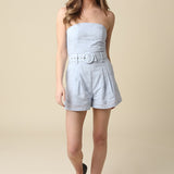 Olivaceous | Luna Strapless Belted Romper | Sweetest Stitch Boutique