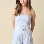 Olivaceous | Luna Strapless Belted Romper | Sweetest Stitch Boutique