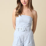 Olivaceous | Luna Strapless Belted Romper | Sweetest Stitch Boutique