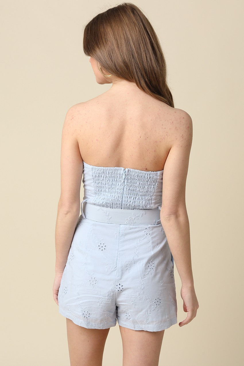 Olivaceous | Luna Strapless Belted Romper | Sweetest Stitch Boutique