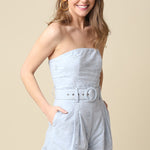 Olivaceous | Luna Strapless Belted Romper | Sweetest Stitch Boutique