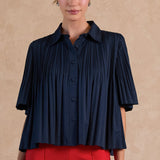 Current Air | Margot Pleated Top - Navy | Sweetest Stitch Boutique RVA