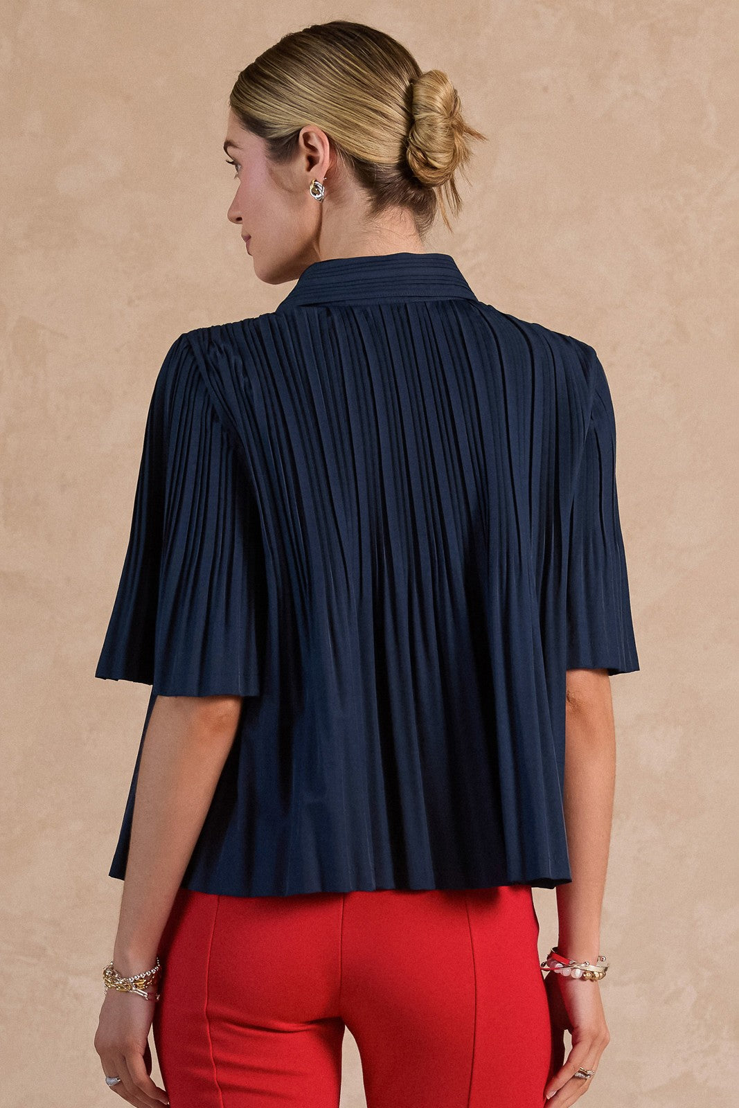 Current Air | Margot Pleated Top - Navy | Sweetest Stitch Boutique RVA