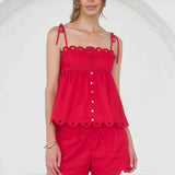 Moon River | Vivian Tie Strap Scallop Top | Sweetest Stitch Boutique 