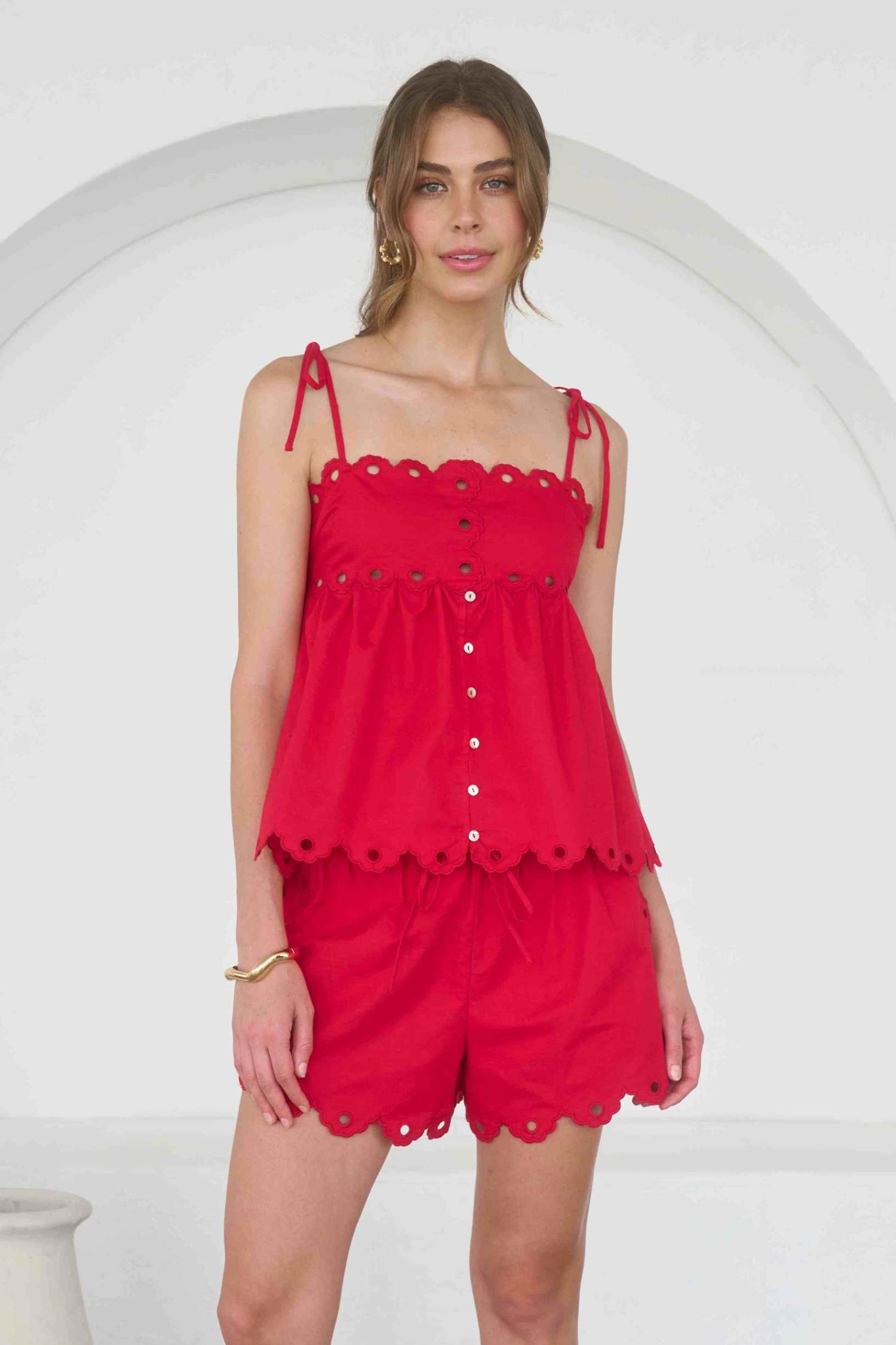 Moon River | Vivian Tie Strap Scallop Top | Sweetest Stitch Boutique 